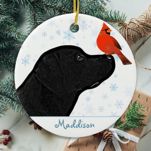 Black Lab Weihnachten Kardinal - Niedlicher Labrad Keramik Ornament