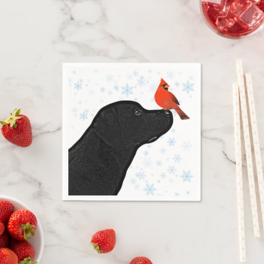 Black Lab Weihnachten Kardinal - Niedlicher Labrad Serviette (Beispiel)