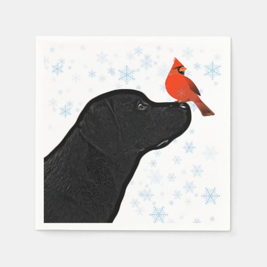 Black Lab Weihnachten Kardinal - Niedlicher Labrad Serviette (Vorderseite)