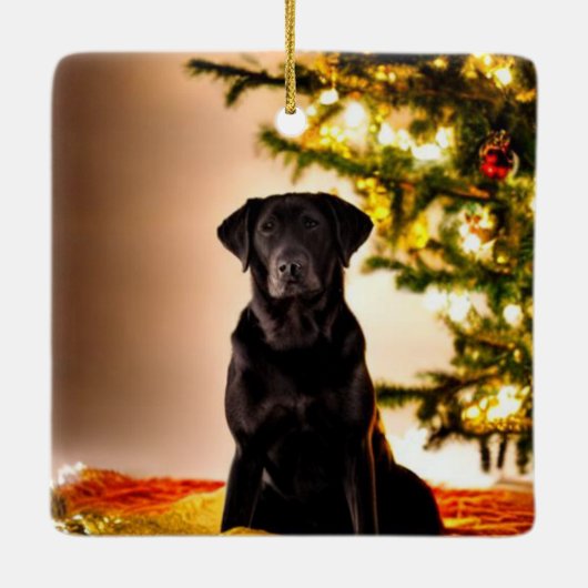 Black Lab Weihnachten Keramikornament (Rückseite)