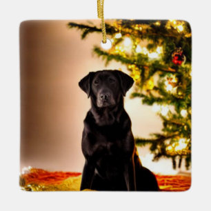 Black Lab Weihnachten Keramikornament
