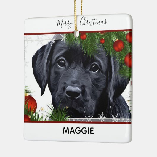 Black Lab Weihnachten - Niedlicher Hund Welpe Labr Keramikornament (Links)