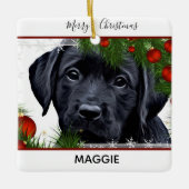 Black Lab Weihnachten - Niedlicher Hund Welpe Labr Keramikornament (Vorderseite)