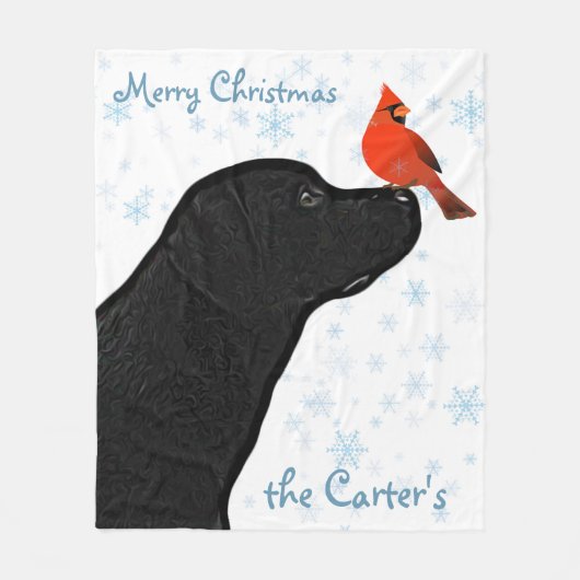 Black Lab Weihnachts-Hund Labrador Fleecedecke (Vorderseite)