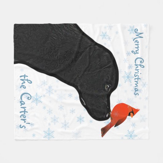 Black Lab Weihnachts-Hund Labrador Fleecedecke (Vorderseite (Horizontal))