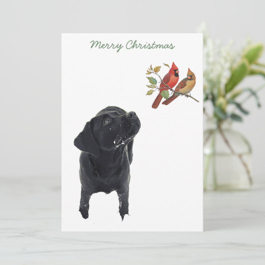 Black Lab Weihnachts-Kardinal Niedlich Dog Labrado Einladung (Stehend Vorderseite)