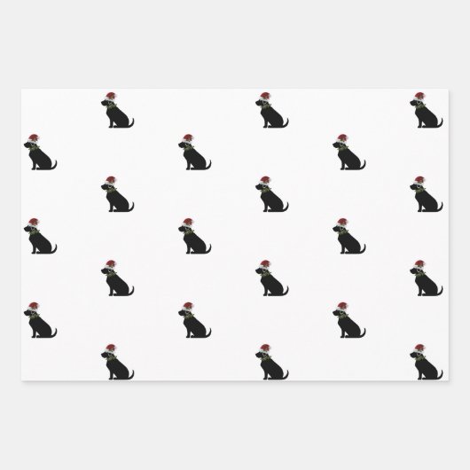 Black Lab Weihnachts-Muster Karo Combo Fun Geschenkpapier Set (Vorderseite)