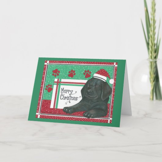 Black Lab Weihnachtskarte Feiertagskarte (Vorderseite)