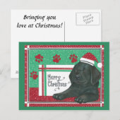 Black Lab Weihnachtskarte Feiertagspostkarte (Vorne/Hinten)
