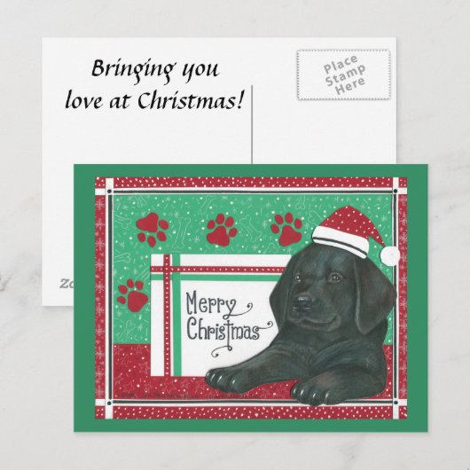 Black Lab Weihnachtskarte Feiertagspostkarte (Vorne/Hinten)