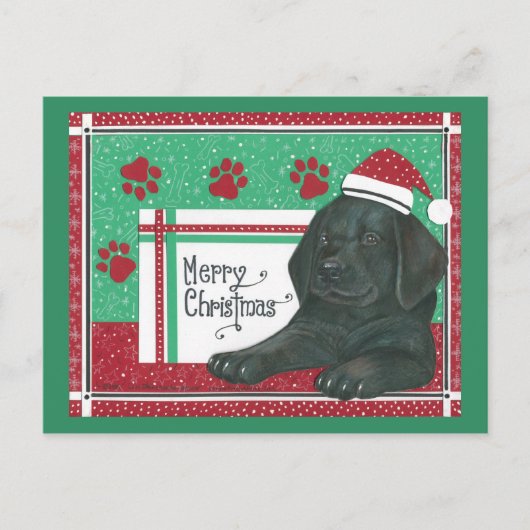 Black Lab Weihnachtskarte Feiertagspostkarte (Vorderseite)