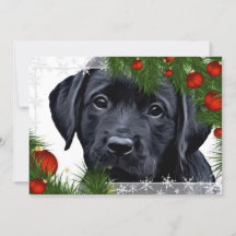 Black Lab Weihnachtskarte - Niedlicher Hund Welpe 