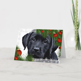 Black Lab Weihnachtskarte - Niedlicher Hundewelpen Feiertagskarte