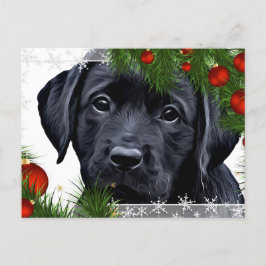 Black Lab Weihnachtskarte - Niedlicher Hundewelpen Feiertagspostkarte
