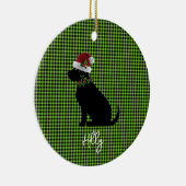 Black Lab Weihnachtsmannmütze Holly NAME Frohe Wei Keramik Ornament (Rechts)