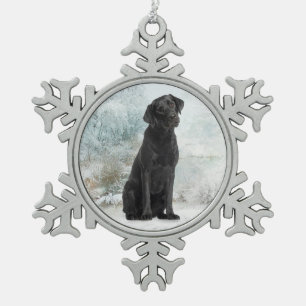 Black Lab Weihnachtsschmuck Schneeflocken Zinn-Ornament