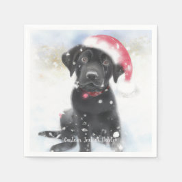 Black Lab Welpe mit Weihnachts-Weihnachtsmannmütze Serviette