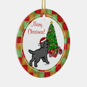 Black Lab Welpe und Weihnachtsbaum Keramikornament (Rechts)