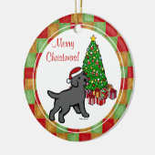 Black Lab Welpe und Weihnachtsbaum Keramikornament (Links)