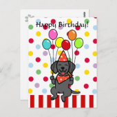 Black Lab Welppy Birthday Balloons Postkarte (Vorne/Hinten)