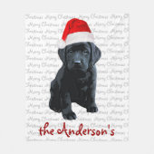 Black Lab Welppy - Frohe Weihnachten - Labrador Fleecedecke (Vorderseite)