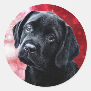 Black Lab Welppy - Labrador - Valentine Puppy Runder Aufkleber