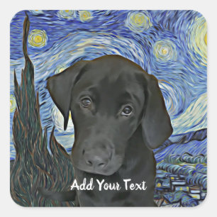 Black Lab Welppy Staright Personalisiert Quadratischer Aufkleber