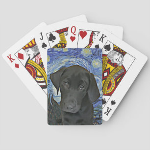 Black Lab Welppy Starry Night Van Gogh Inspiriert  Spielkarten