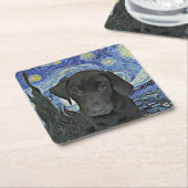 Black Lab Welppy Starry Night Van Gogh Inspirierte Rechteckiger Pappuntersetzer (angewinkelt)