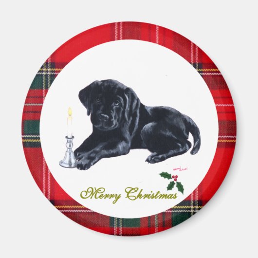 Black Lab Welppy Weihnachtsmagnete Magnet (Vorne)