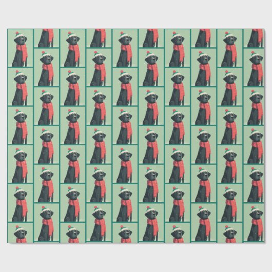 Black Lab Winter Muster Geschenkpapier (Flach)