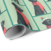 Black Lab Winter Muster Geschenkpapier (Rolleneckpunkt)