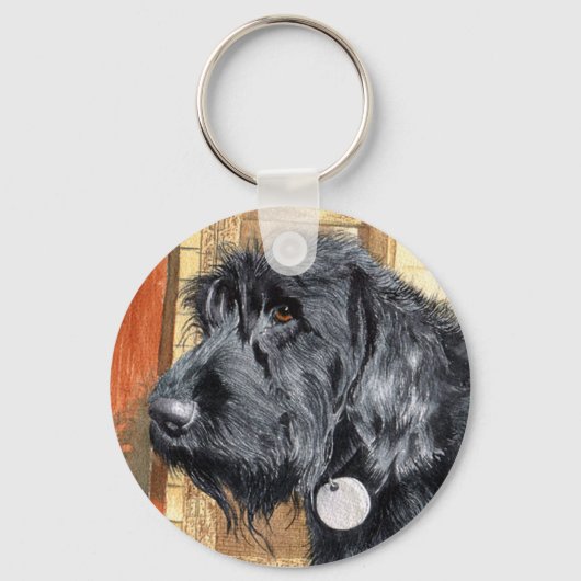 Black Labradoodle #1 Keychain Schlüsselanhänger (Vorderseite)