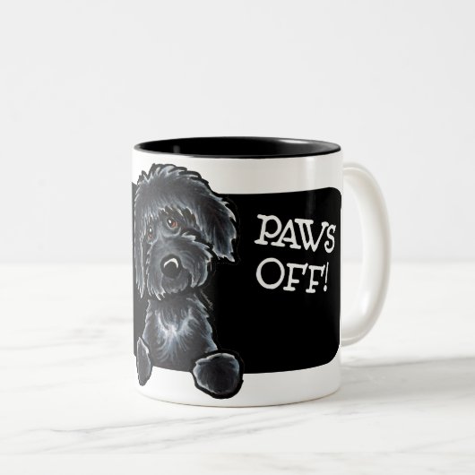 Black Labradoodle Art Zweifarbige Tasse (VorderseiteRechts)