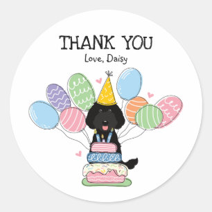 Black Labradoodle Birthday Favor Tags Aufkleber