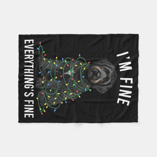 Black Labradoodle Christmas I'm Fine Everything Is Fleecedecke (Vorderseite (Horizontal))