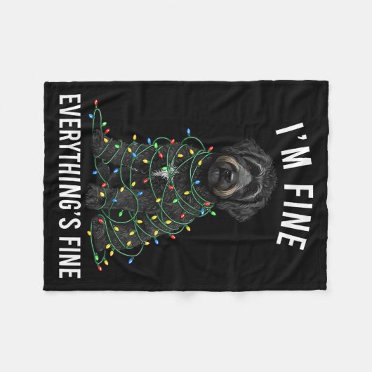 Black Labradoodle Christmas I'm Fine Everything Is Fleecedecke (Vorderseite (Horizontal))
