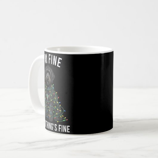 Black Labradoodle Christmas I'm Fine Everything Is Kaffeetasse (Vorderseite Links)