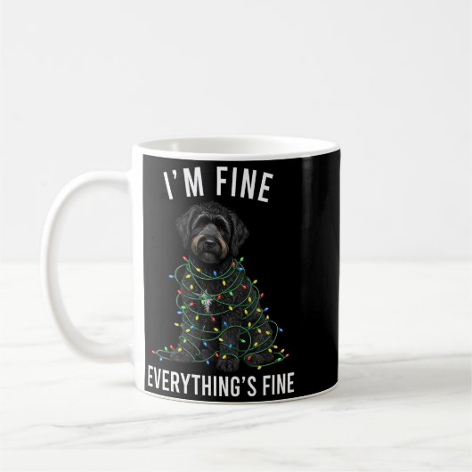 Black Labradoodle Christmas I'm Fine Everything Is Kaffeetasse (Links)