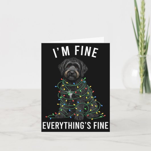 Black Labradoodle Christmas I'm Fine Everything Is Karte (Vorderseite)