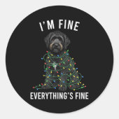 Black Labradoodle Christmas I'm Fine Everything Is Runder Aufkleber (Vorderseite)