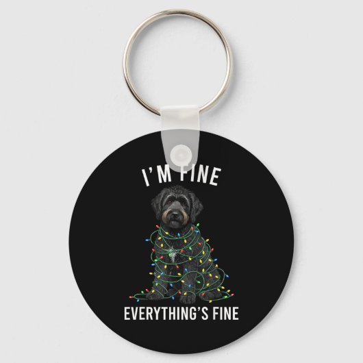 Black Labradoodle Christmas I'm Fine Everything Is Schlüsselanhänger (Vorderseite)