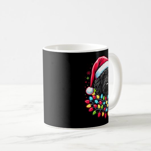 Black Labradoodle Christmas Tree Xmas Lights Doodl Kaffeetasse (VorderseiteRechts)