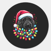 Black Labradoodle Christmas Tree Xmas Lights Doodl Runder Aufkleber (Vorderseite)