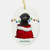 Black Labradoodle Dog Holiday Geschenktasche Keramik Ornament (Hinten)