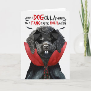 Black Labradoodle Funny Count DOGcula Halloween Feiertagskarte