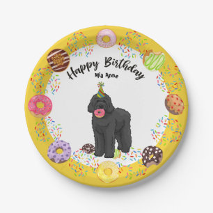 Black Labradoodle Hund Geburtstagspartei Papierpla Pappteller