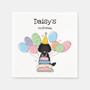 Black Labradoodle Hund Geburtstagsparty Papier Nap Serviette