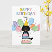 Black Labradoodle Hund Happy Birthday Card Karte (Gelbe Blume)
