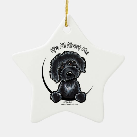 Black Labradoodle IAAM Keramikornament (Vorne)